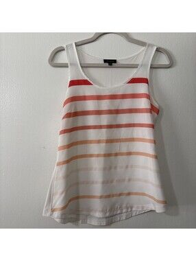The Limited XS Tank Top White Striped Sleeveless Layer Lagenlook Travel Resort